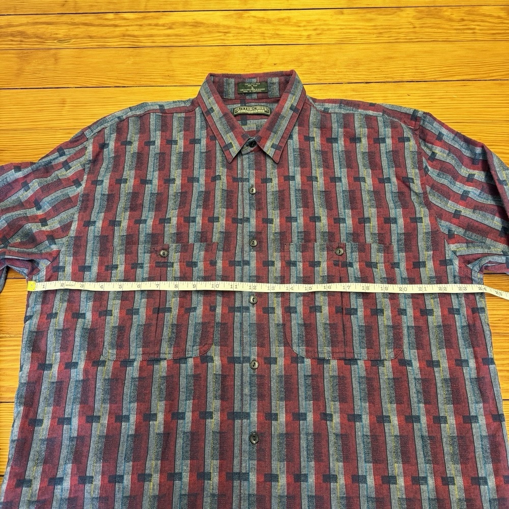 Vintage Levi Strauss Sutter Creek Cotton Flannel Plaid Button Up Shirt Large Red - Picture 9 of 13